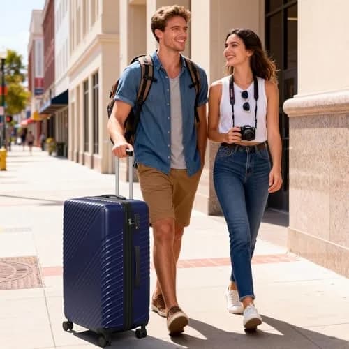 FurniEdge 24 Inch Checked Luggage - Expandable Hardside Suitcase with 360° Spinner Wheels, TSA Lock, Airline-Approved Durable ABS for Travel & Business thumbnail 2