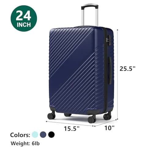FurniEdge 24 Inch Checked Luggage - Expandable Hardside Suitcase with 360° Spinner Wheels, TSA Lock, Airline-Approved Durable ABS for Travel & Business thumbnail 3