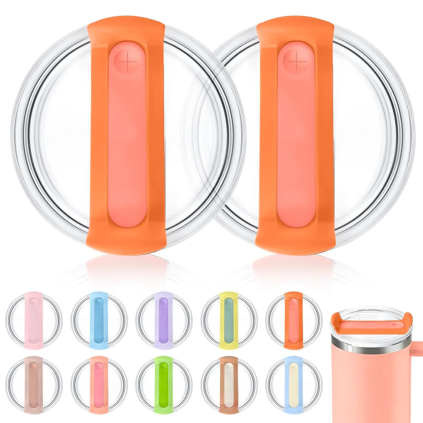 Horsdo 40oz Tumbler Lid - Vibrant Orangeyellow Replacement for Stanley Quencher 2.0 (2-Pack) - main product image