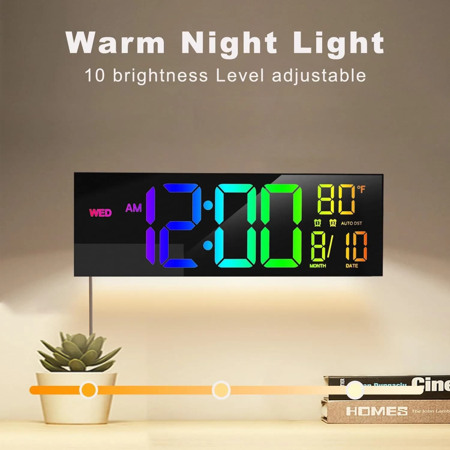JALL Blue 13-inch Digital Wall Clock with Jumbo Display, Date, Day, Temperature, DST - view 4