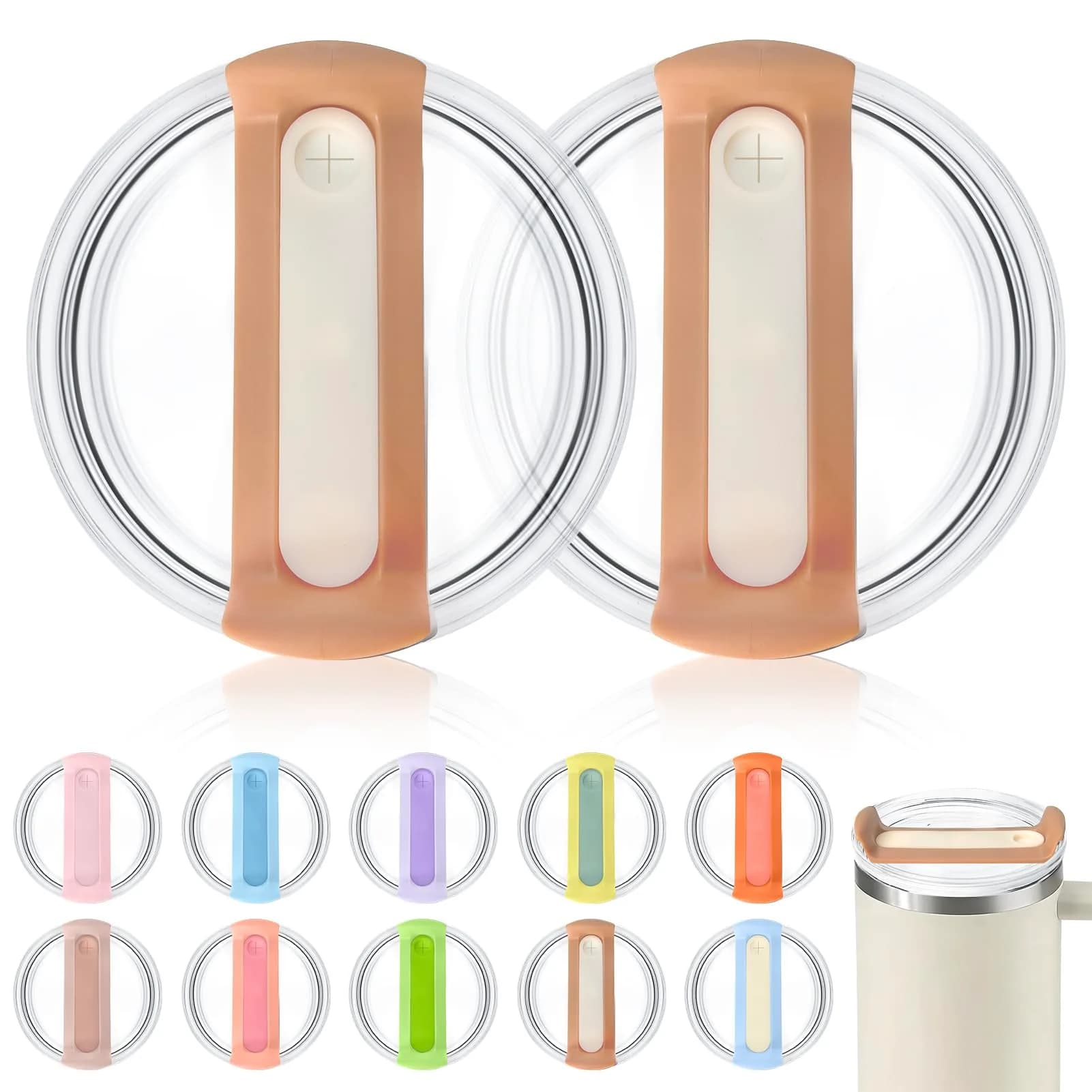 Horsdo 40oz Tumbler Lid - Clear Brown Replacement for Stanley Quencher 2.0 (2-Pack) - main product image