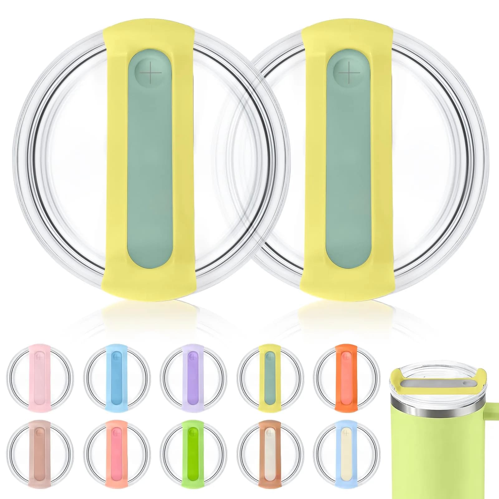 Horsdo Yellow Blue 40oz Tumbler Lid - Spill-Proof Replacement for Stanley Quencher 2.0 (2-Pack) - main product image