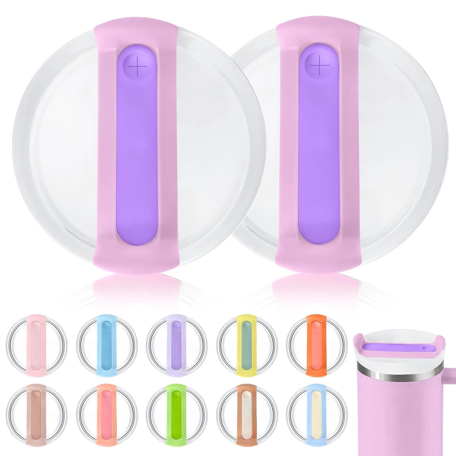 Horsdo Frosted Purple 40oz Tumbler Lid Replacement (2-Pack) - Spill-Proof for Stanley Quencher 2.0 - main product image