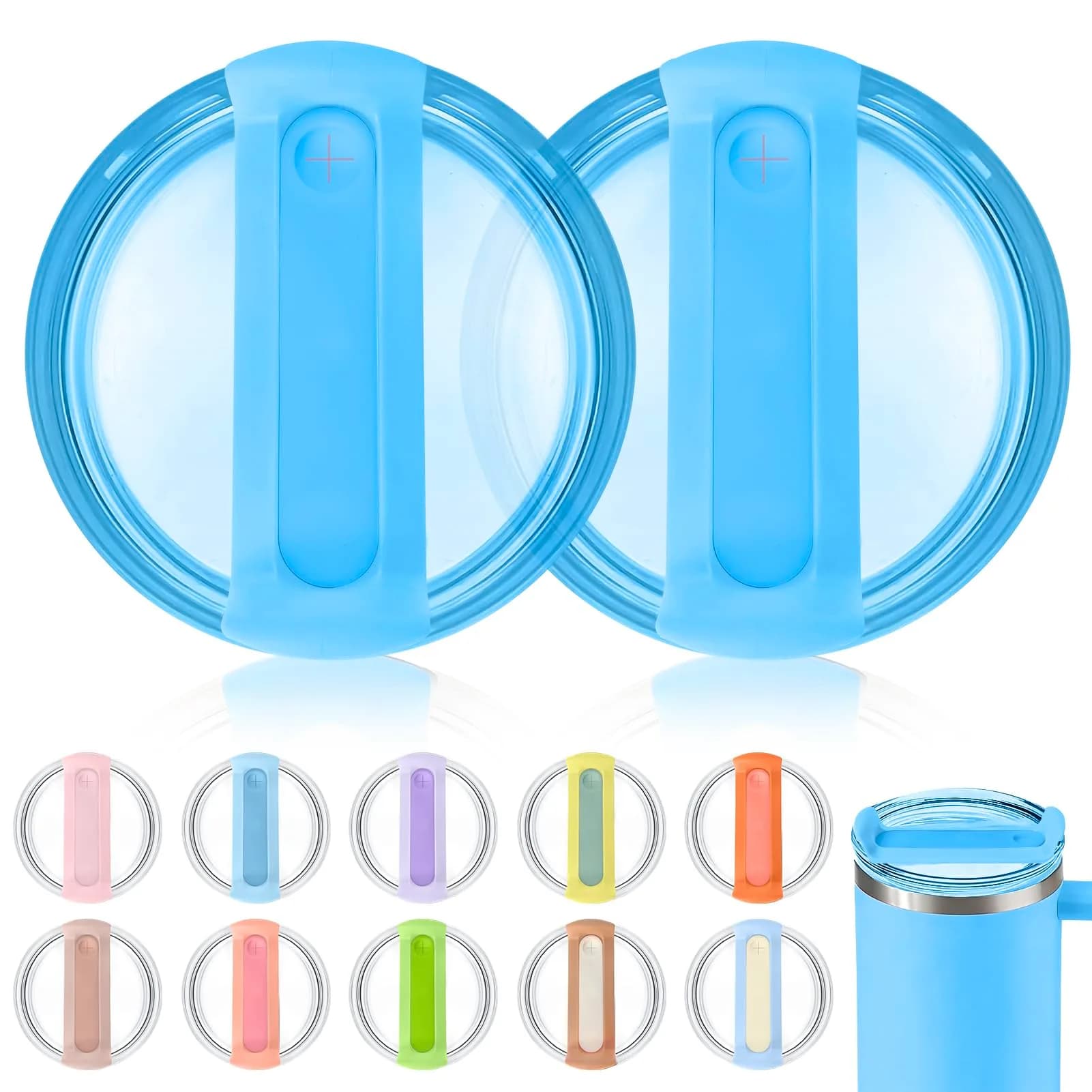 Horsdo 40oz Tumbler Lid - Blue Blue, Spill-Proof Replacement for Stanley Quencher 2.0 (2-Pack) - main product image