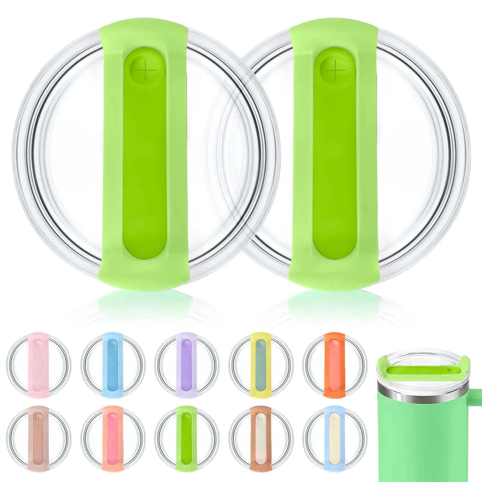 Horsdo 40oz Tumbler Lid - Clear Green Green Replacement for Stanley Quencher 2.0 (2-Pack) - main product image