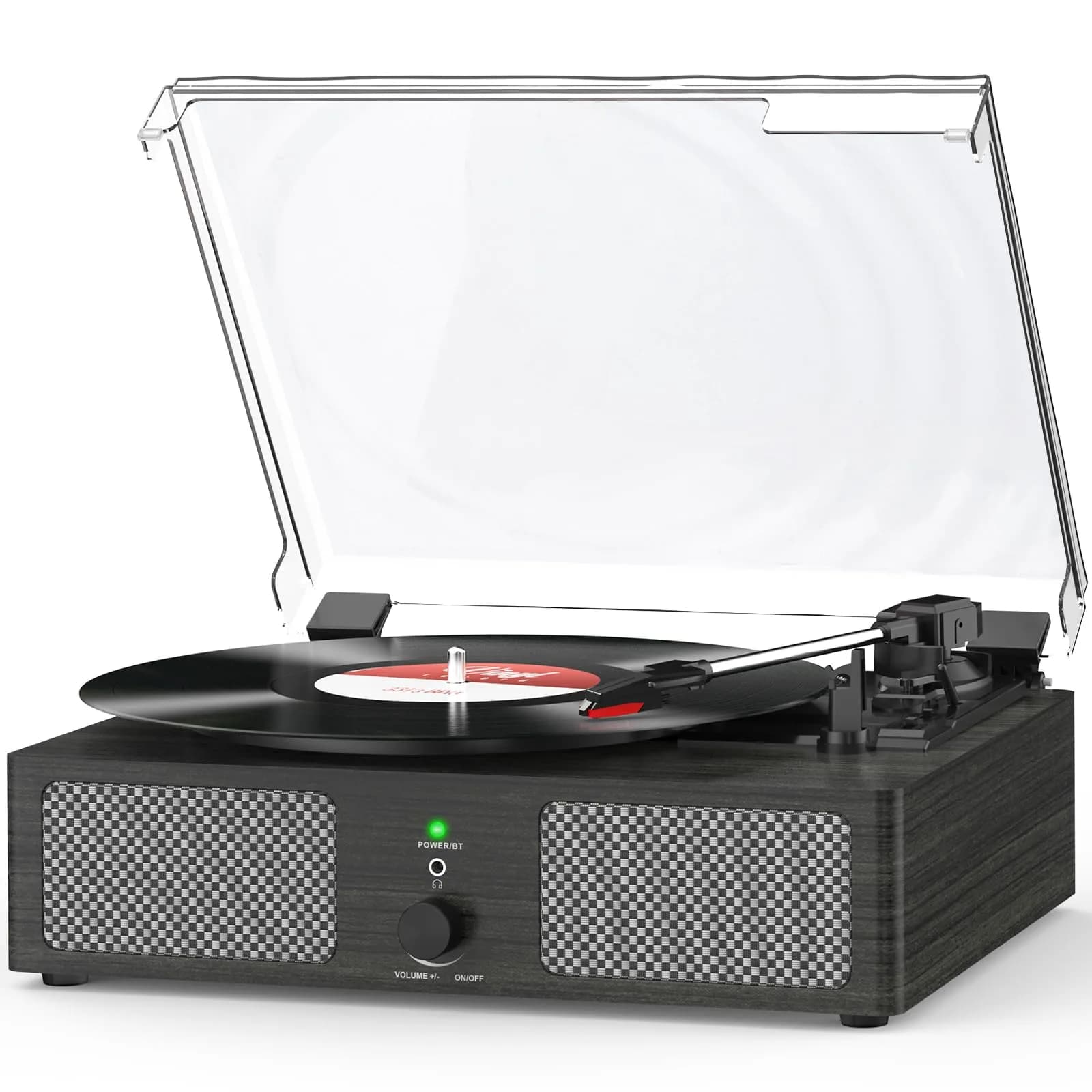 Udreamer Vinyl Record Player Wireless Turntable with Speakers & USB | Vintage Bluetooth System in Black