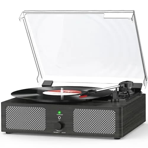 Udreamer Vinyl Record Player Wireless Turntable with Speakers & USB | Vintage Bluetooth System in Black thumbnail 1