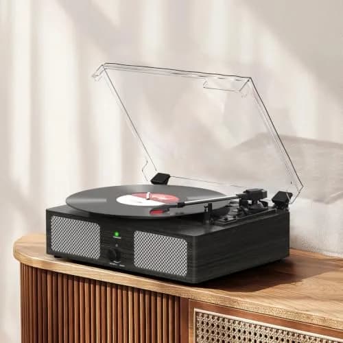 Udreamer Vinyl Record Player Wireless Turntable with Speakers & USB | Vintage Bluetooth System in Black thumbnail 9