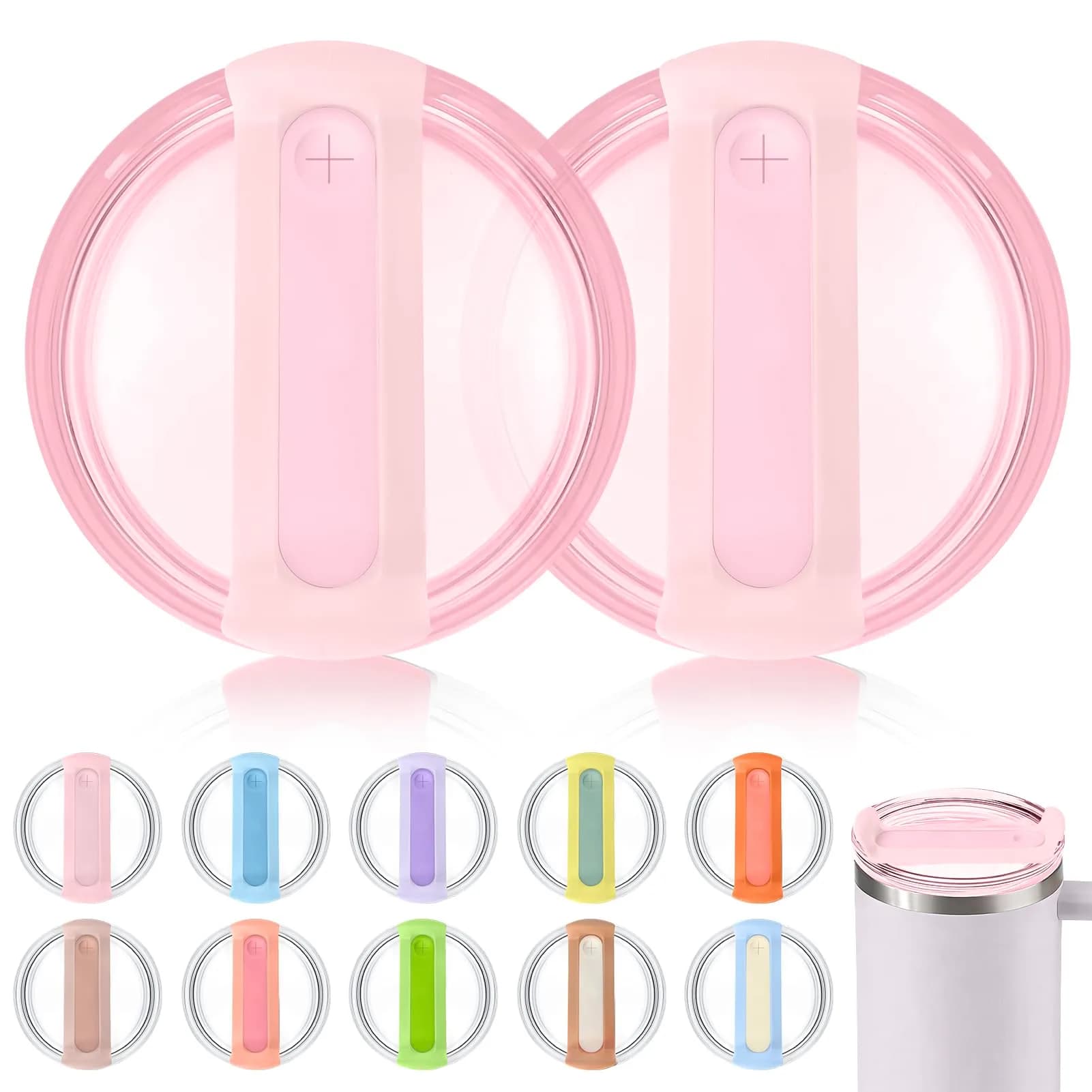Horsdo 40oz Tumbler Lid - Pink Pink | Spill-Proof Replacement for Stanley Quencher 2.0 (2-Pack) - main product image