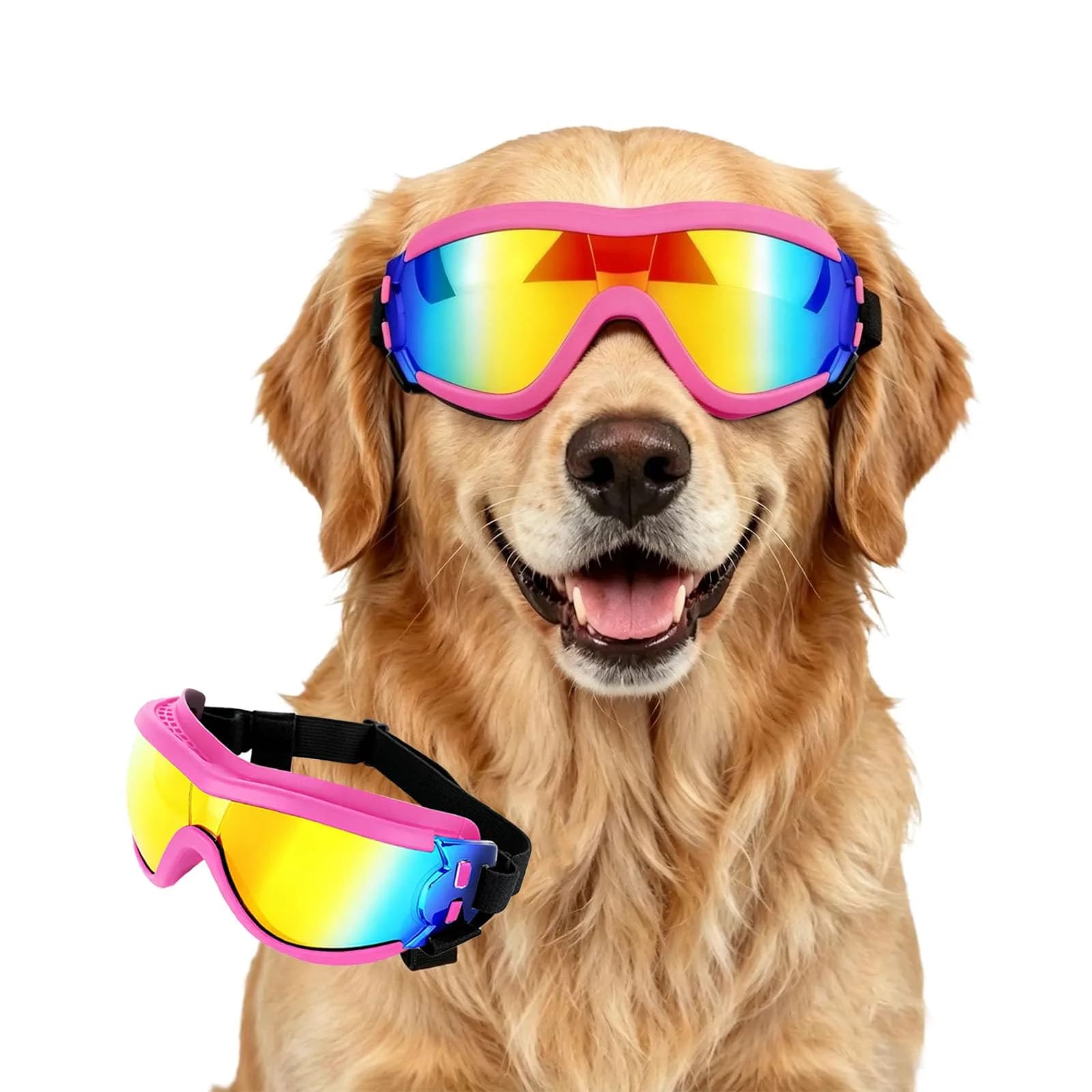 Enjoying Neon Pink Dog Goggles for Large Breeds | UV Protection, Windproof, Adjustable - main product image