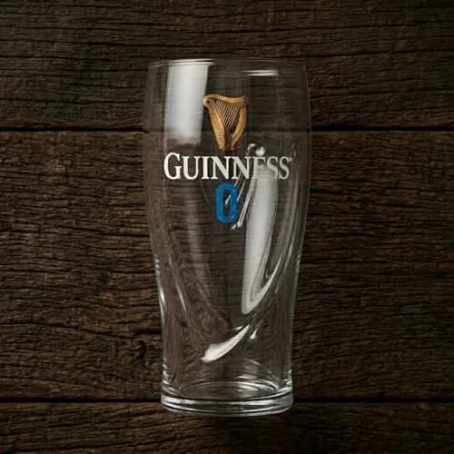 Guinness Official 0 Gravity Pint Glass 20oz (591ml) with Gold Harp & Blue Zero Logo | Authentic Irish Drinkware thumbnail 2