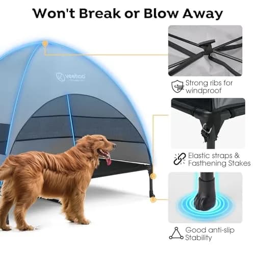 Veehoo Elevated Outdoor Dog Bed with Canopy & Cooling Shade 107cm x 76cm x 88cm | Holds 68kg thumbnail 5