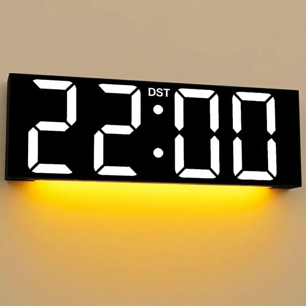 JALL 22-inch White Digital Wall Clock with Jumbo LED Display, Date, Day & Temperature - main product image