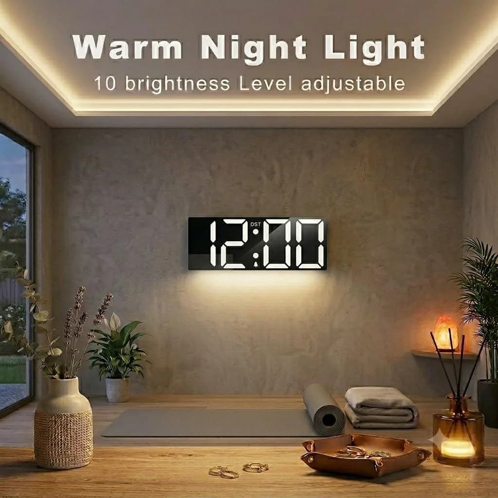 JALL 22-inch White Digital Wall Clock with Jumbo LED Display, Date, Day & Temperature - view 2