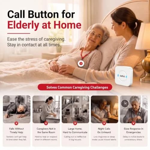 CallToU Wireless Caregiver Pager 2 Call Buttons + 2 Receivers | 500 ft Range, IP55 Water-Resistant thumbnail 6