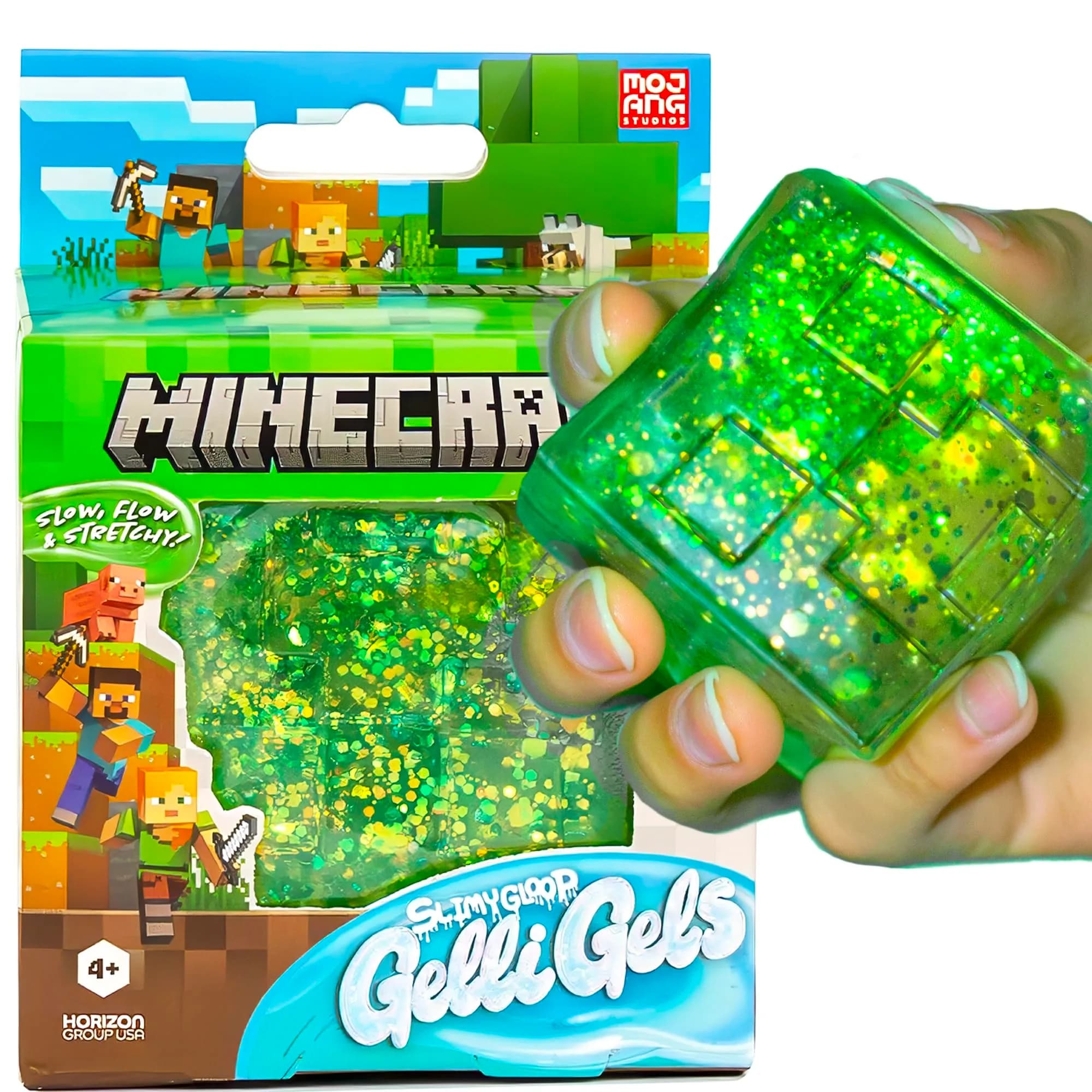 Horizon Group USA Minecraft SLIMYGLOOP Gelli Gels Creeper Green Slow-Flow Glitter Squishy Sensory Toy, 1 Count - main product image
