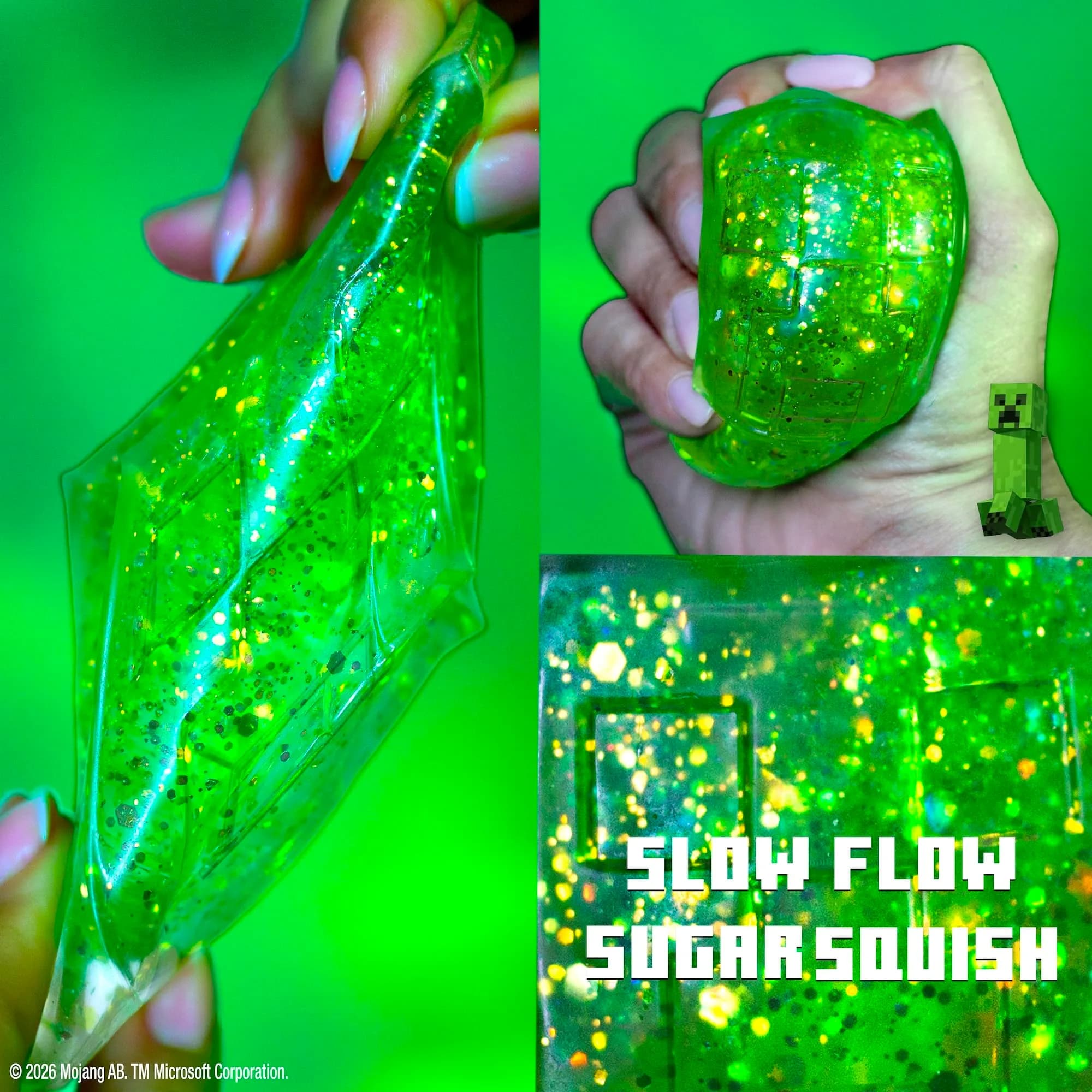 Horizon Group USA Minecraft SLIMYGLOOP Gelli Gels Creeper Green Slow-Flow Glitter Squishy Sensory Toy, 1 Count - view 2