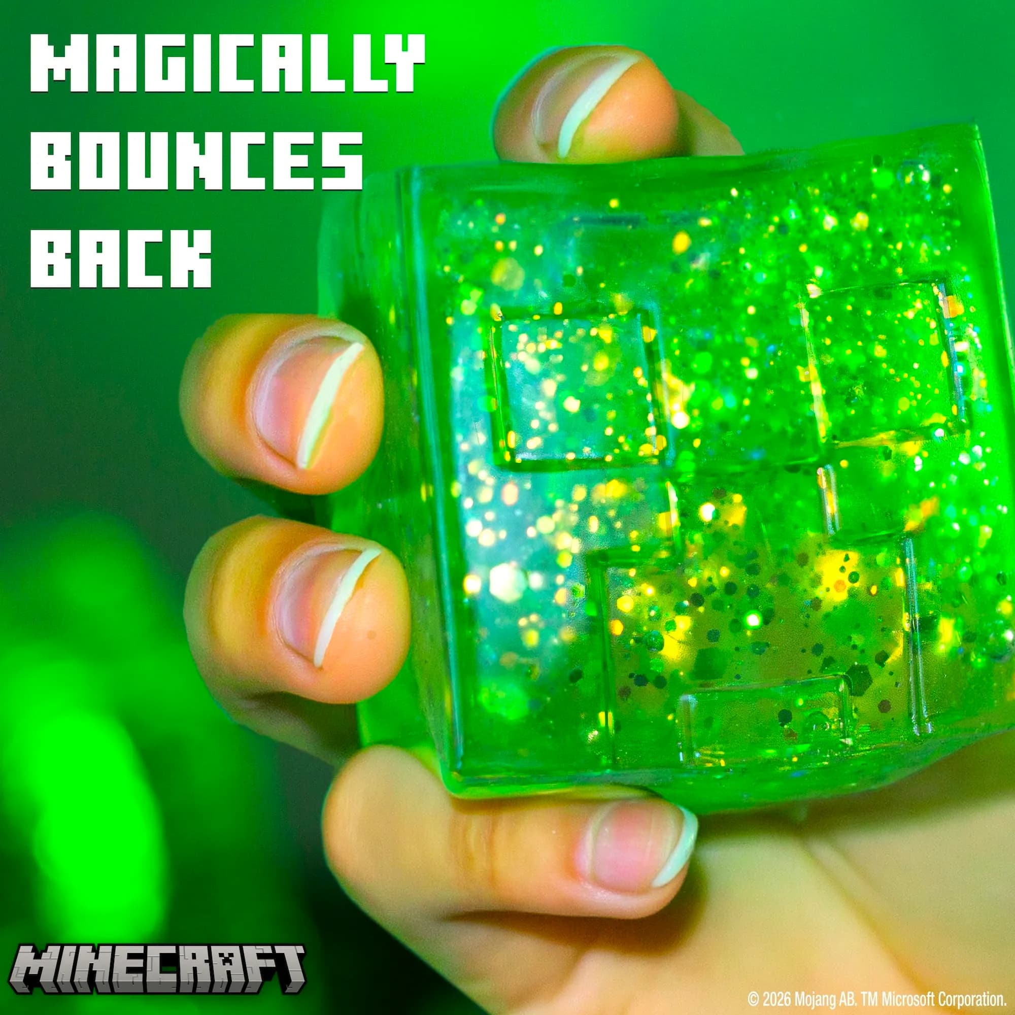 Horizon Group USA Minecraft SLIMYGLOOP Gelli Gels Creeper Green Slow-Flow Glitter Squishy Sensory Toy, 1 Count - view 3