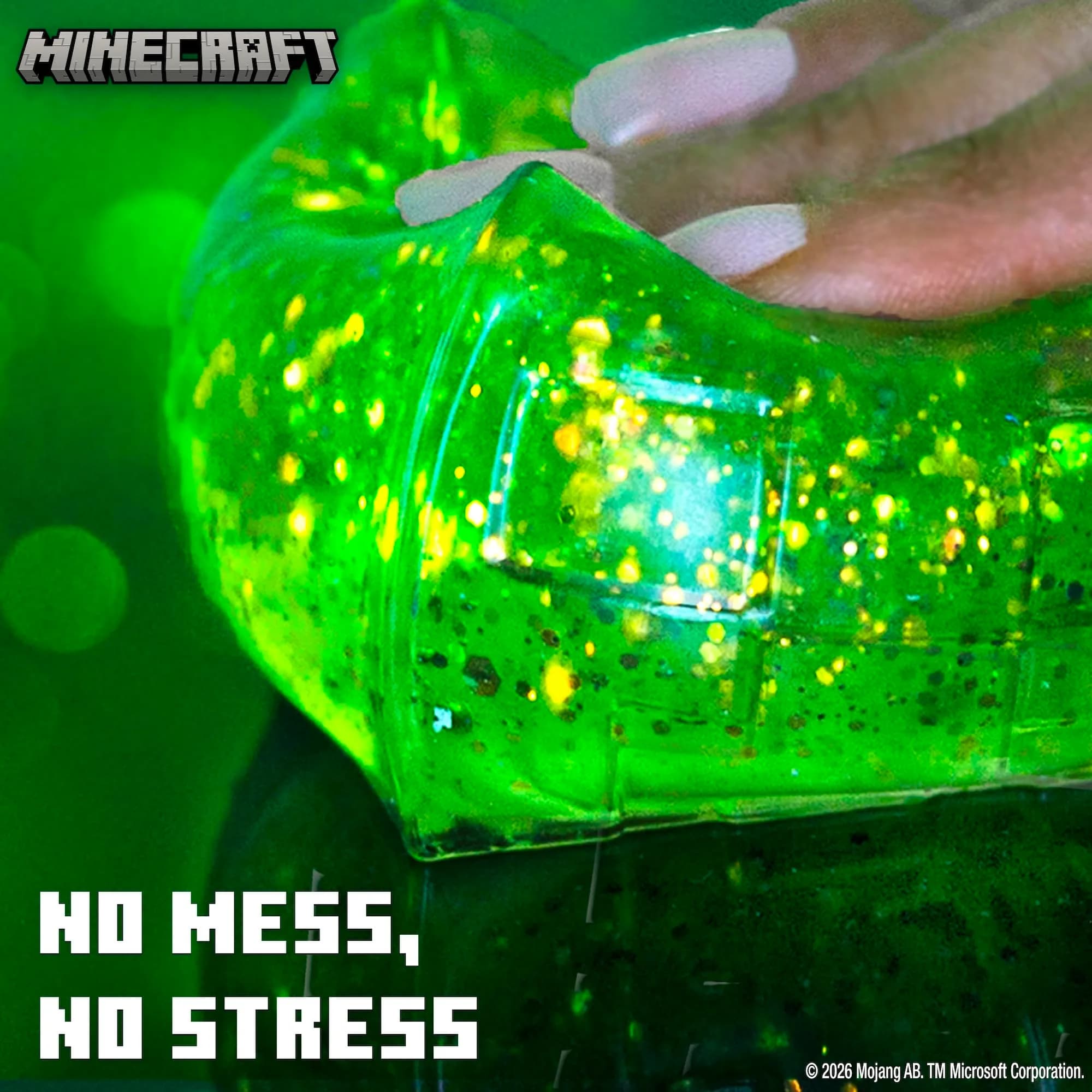Horizon Group USA Minecraft SLIMYGLOOP Gelli Gels Creeper Green Slow-Flow Glitter Squishy Sensory Toy, 1 Count - view 4