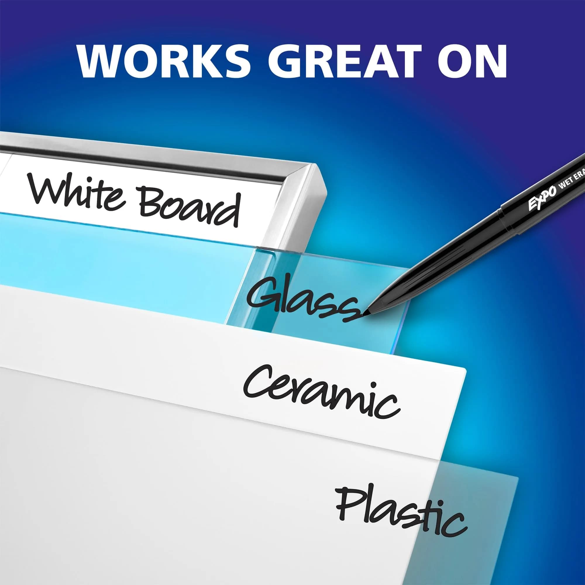EXPO Wet Erase Markers, Black, Ultra Fine Tip, 12 Count (Pack of 12) | Water-Activated Erasable for Glass & Whiteboards - view 5