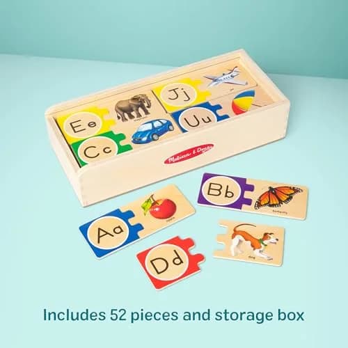 Melissa & Doug Self-Correcting Alphabet Wooden Puzzles with Storage Box (52 pcs x 6-Pack) | Educational ABC Puzzles for Kids Ages 4+ thumbnail 4
