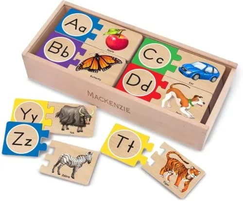 Melissa & Doug Self-Correcting Alphabet Wooden Puzzles with Storage Box (52 pcs x 6-Pack) | Educational ABC Puzzles for Kids Ages 4+ thumbnail 1