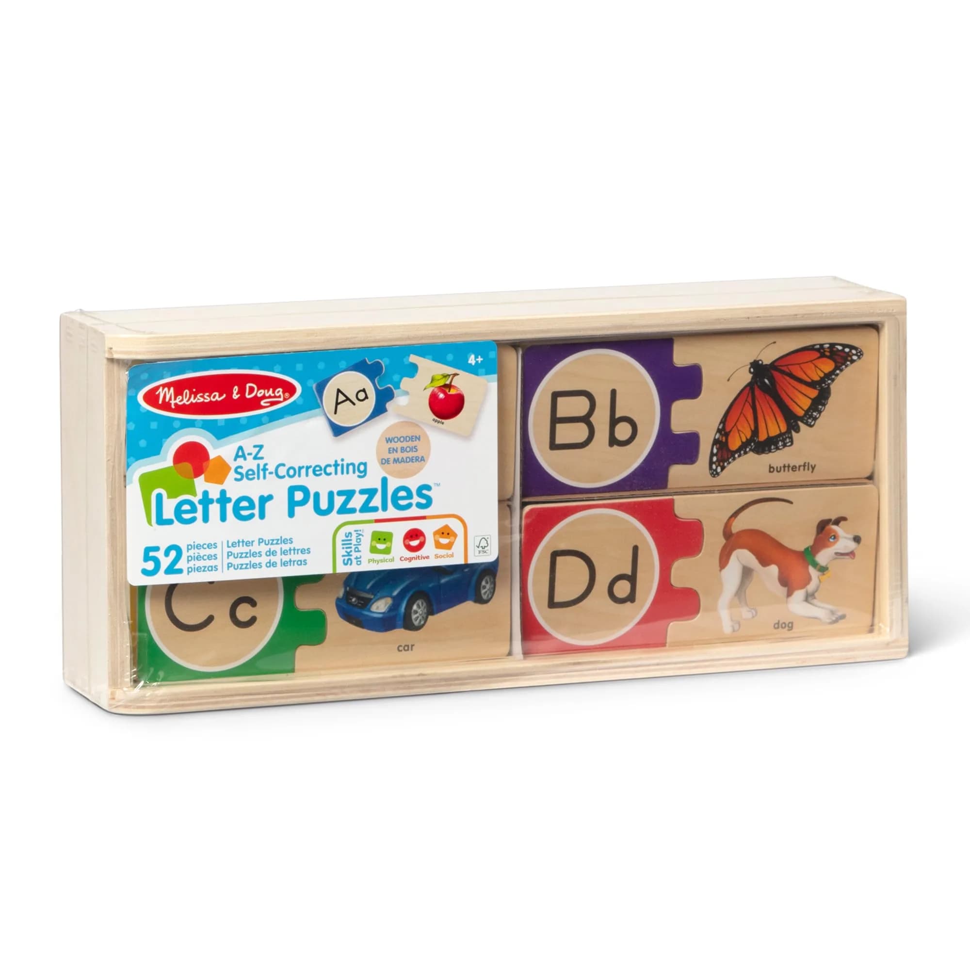 Melissa & Doug Self-Correcting Alphabet Wooden Puzzles with Storage Box (52 pcs x 6-Pack) | Educational ABC Puzzles for Kids Ages 4+ - view 9