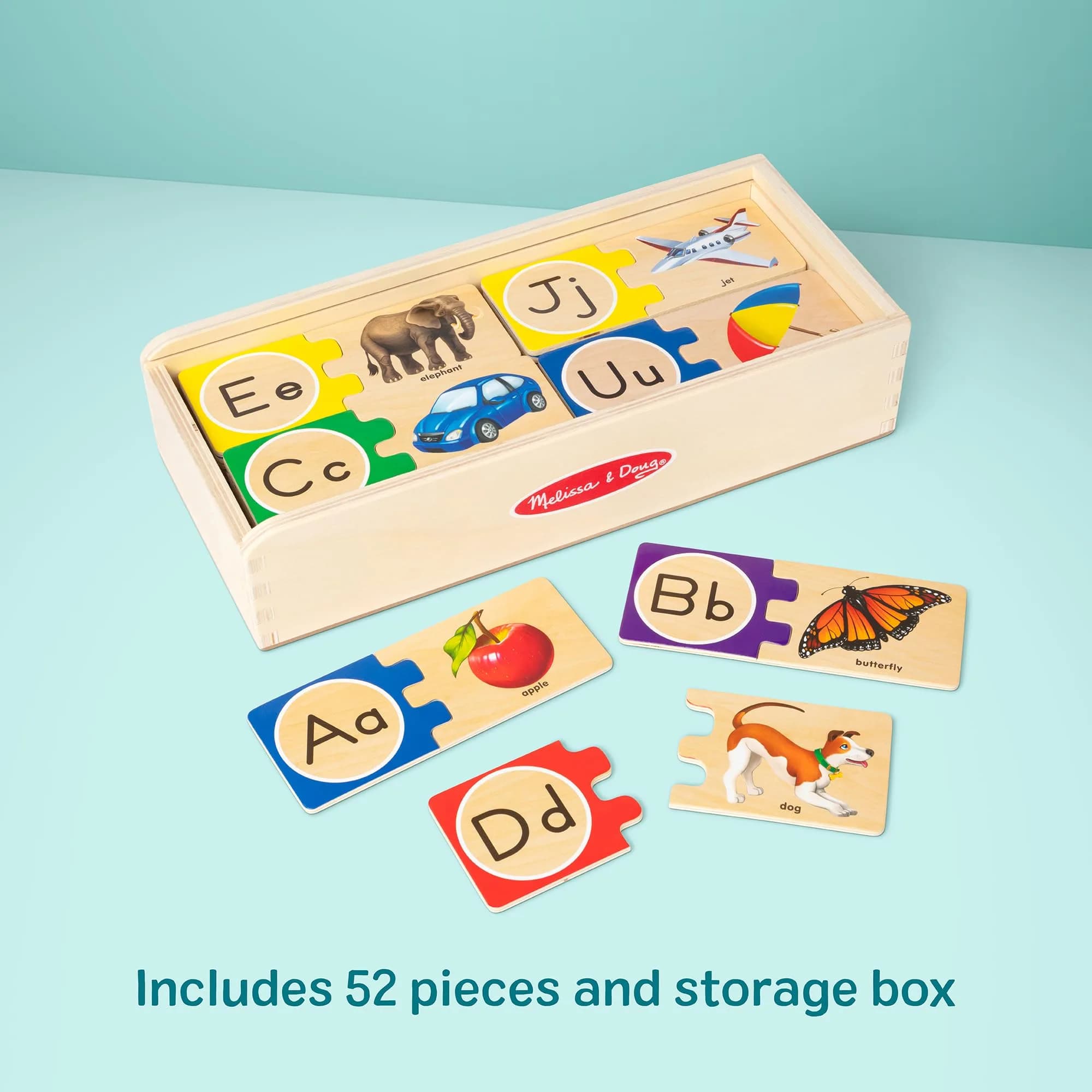 Melissa & Doug Self-Correcting Alphabet Wooden Puzzles with Storage Box (52 pcs x 6-Pack) | Educational ABC Puzzles for Kids Ages 4+ - view 4