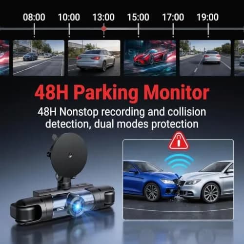 Wagoyo Dash Cam Front and Rear Inside,4 Channel,IR Night Vision for Driver (Grey) | 1080p HD, Night Vision, Parking Monitor thumbnail 5