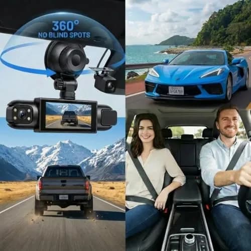 Wagoyo Dash Cam Front and Rear Inside,4 Channel,IR Night Vision for Driver (Grey) | 1080p HD, Night Vision, Parking Monitor thumbnail 2