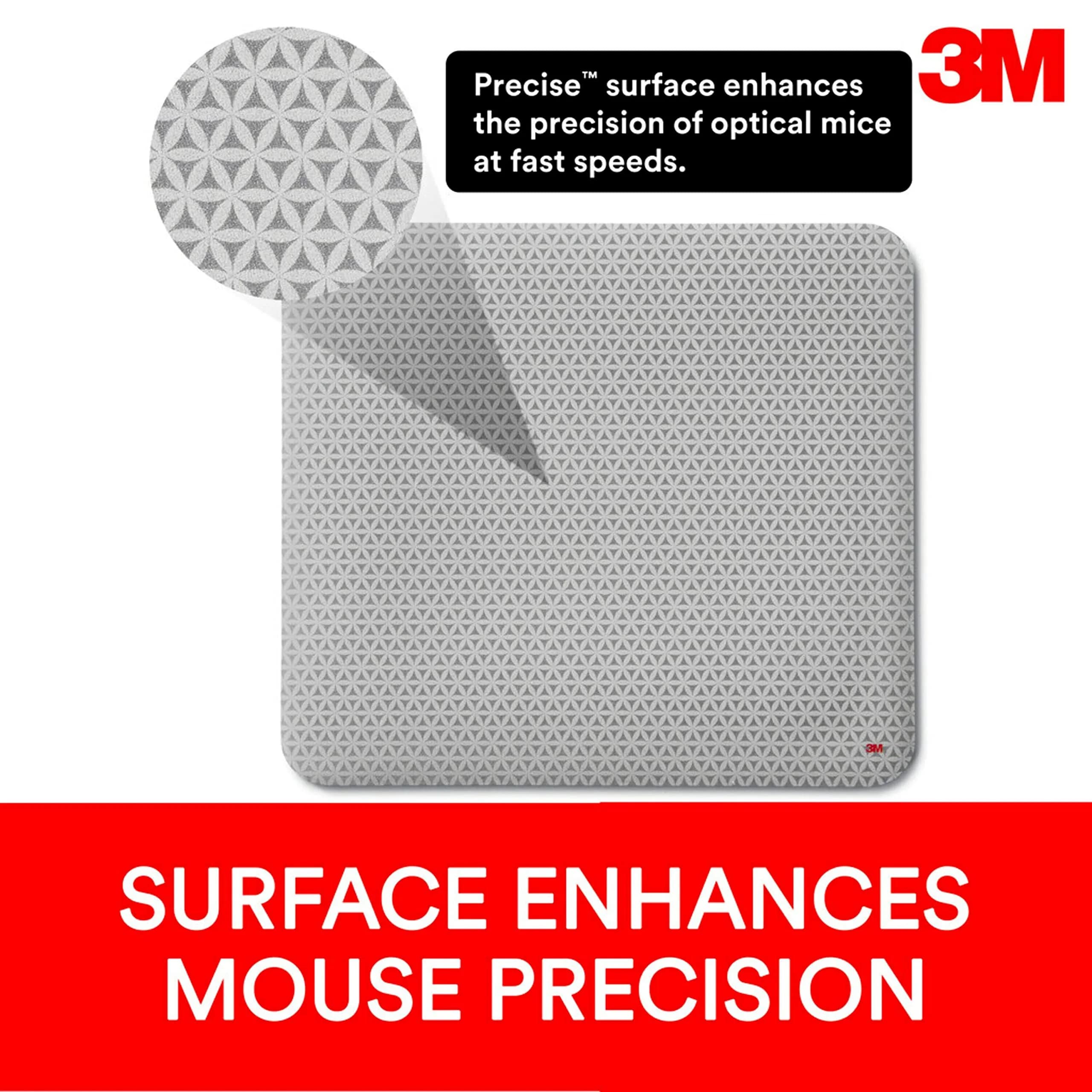 3M Precise Mouse Pad 21 cm x 23 cm (9 in x 8 in) | Enhances Optical Mouse Precision - view 3
