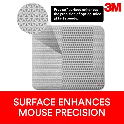 3M Precise Mouse Pad 21 cm x 23 cm (9 in x 8 in) | Enhances Optical Mouse Precision thumbnail 3