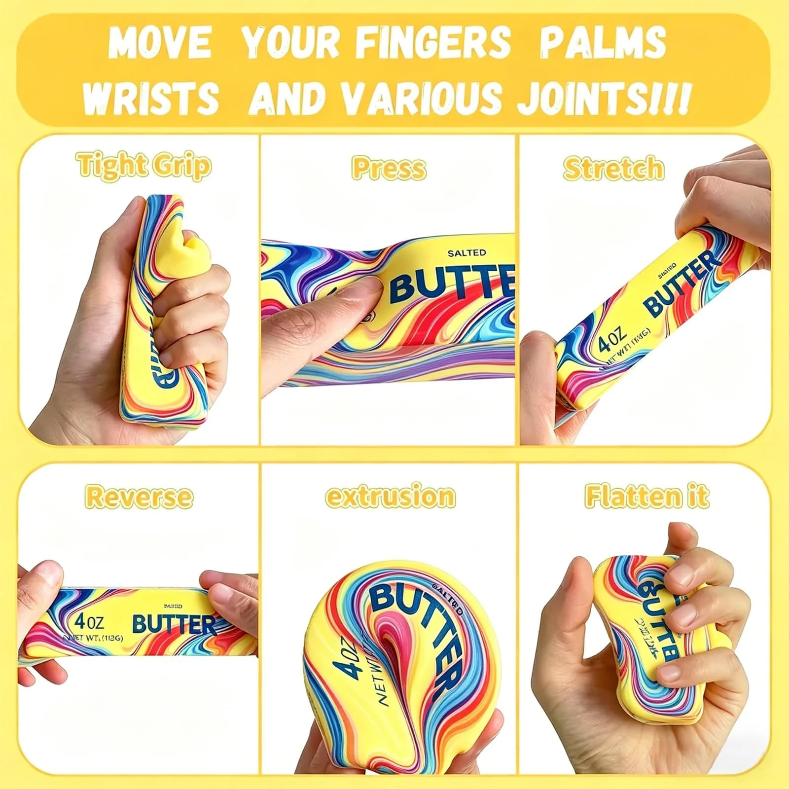Generic Stick Squeeze Stress Balls 3 Pcs | Slow Rebound PU Foam Toy for Kids - view 2