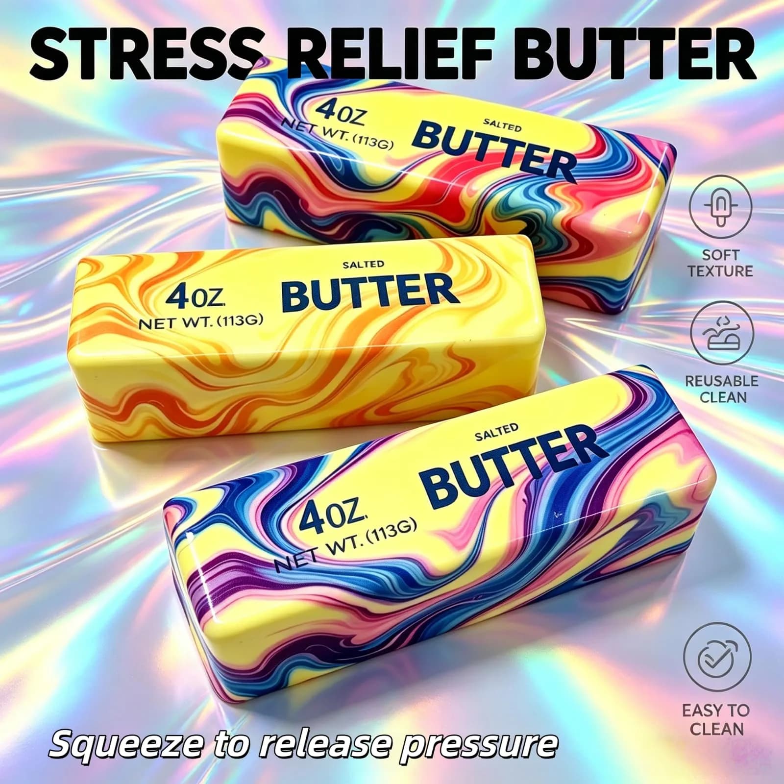 Generic Stick Squeeze Stress Balls 3 Pcs | Slow Rebound PU Foam Toy for Kids - view 4