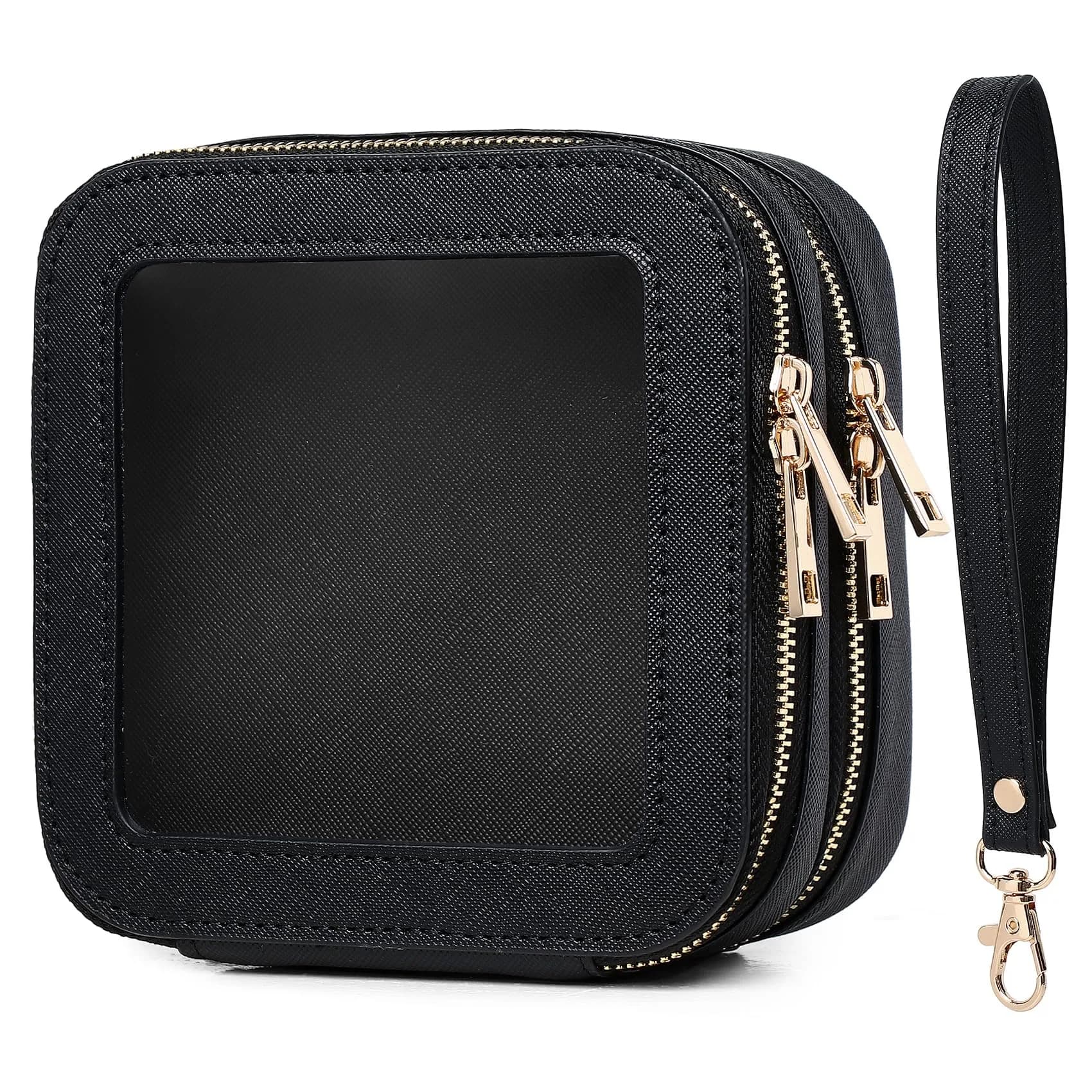 Pinkmik A3/Black 2-Layer MINI Clear Makeup Bag - TSA Approved Travel Cosmetic Case - main product image