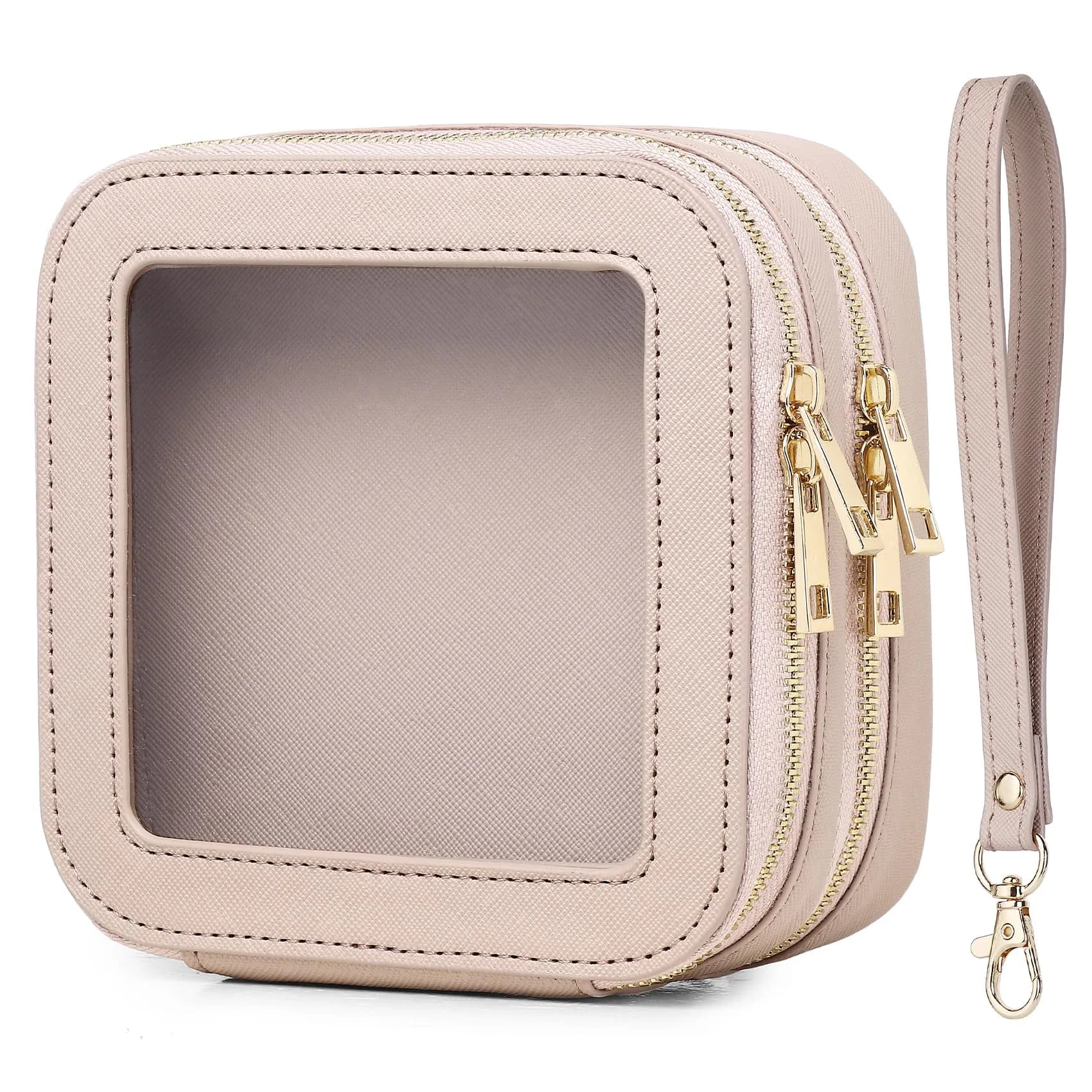 Pinkmik A3/Pink 2-Layer MINI Clear Makeup Bag Set - TSA Approved Travel Cosmetic Case - main product image