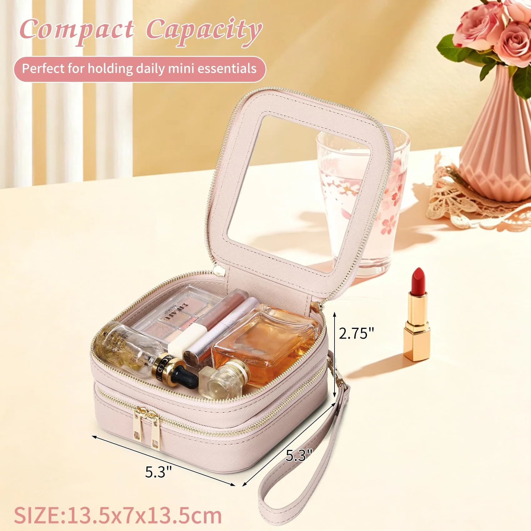 Pinkmik A3/Pink 2-Layer MINI Clear Makeup Bag Set - TSA Approved Travel Cosmetic Case - view 3
