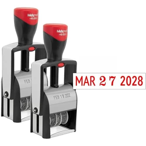 MaxMark Heavy Duty Date Stamp Pack of 2 | Classic Steel Frame Construction thumbnail 1