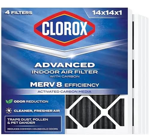Clorox Air Filters 14x14x1 MERV 8 with Carbon | Pet & Odor Control, Made in USA thumbnail 1