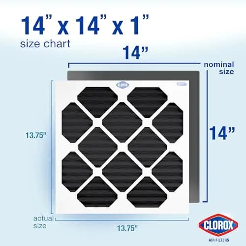 Clorox Air Filters 14x14x1 MERV 8 with Carbon | Pet & Odor Control, Made in USA thumbnail 2