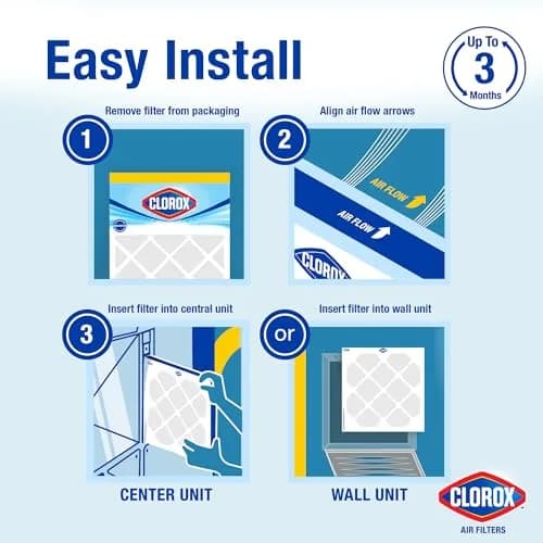 Clorox Air Filters 14x14x1 MERV 8 with Carbon | Pet & Odor Control, Made in USA thumbnail 3