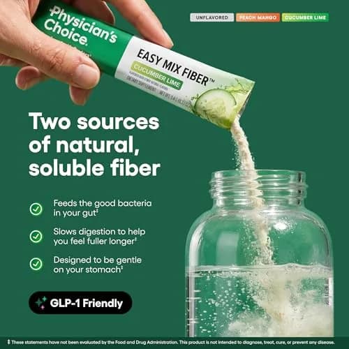 Physician's CHOICE Easy Mix Fiber Stick Packs Variety Pack 5.4oz (153g) | Daily Prebiotic Fiber for Digestive Health thumbnail 5