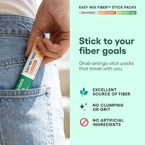 Physician's CHOICE Easy Mix Fiber Stick Packs Variety Pack 5.4oz (153g) | Daily Prebiotic Fiber for Digestive Health thumbnail 6