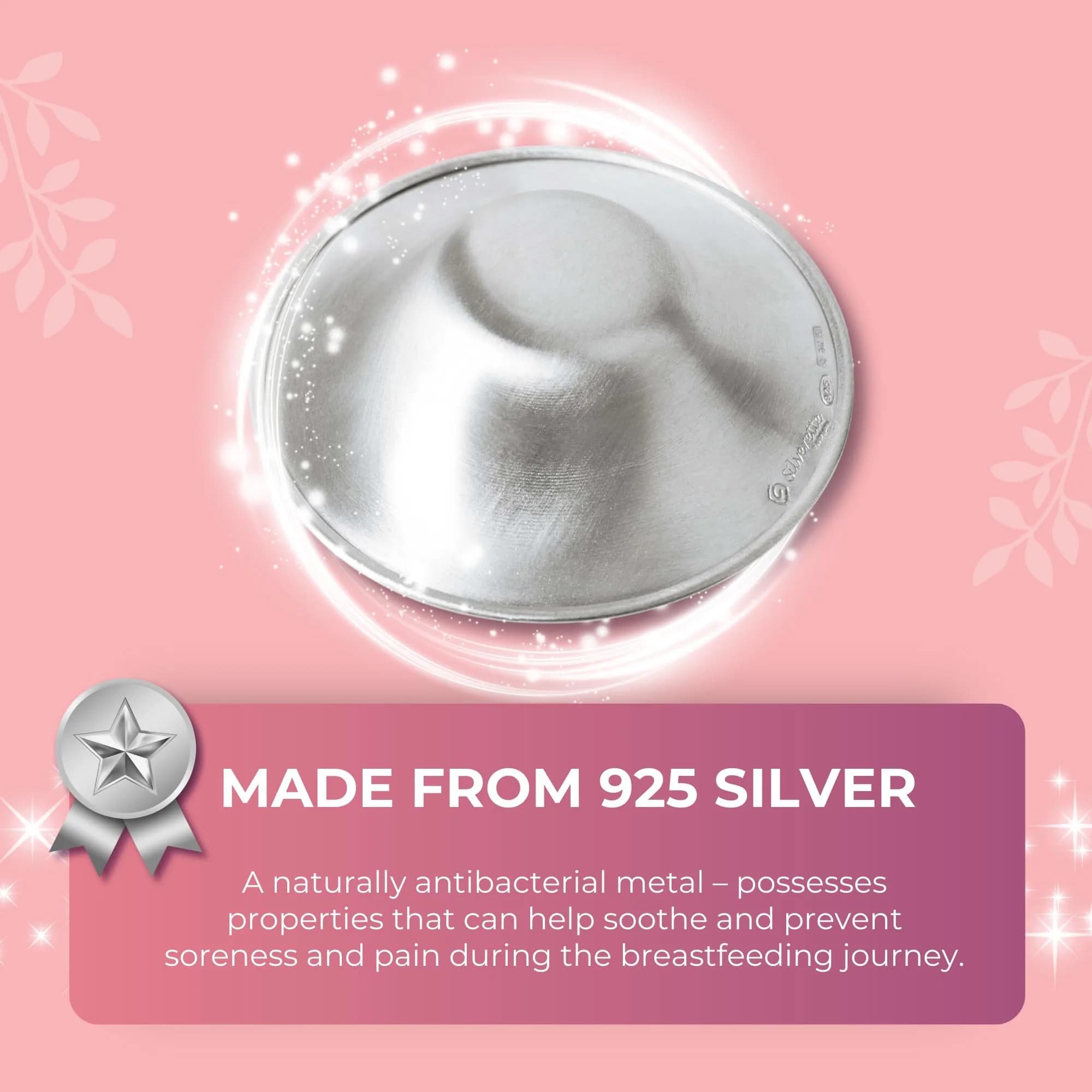 Silverette The Original Silver Nursing Cups, Pure 925 Silver Nipple Shields for Breastfeeding Essentials (1 Pair) - view 6