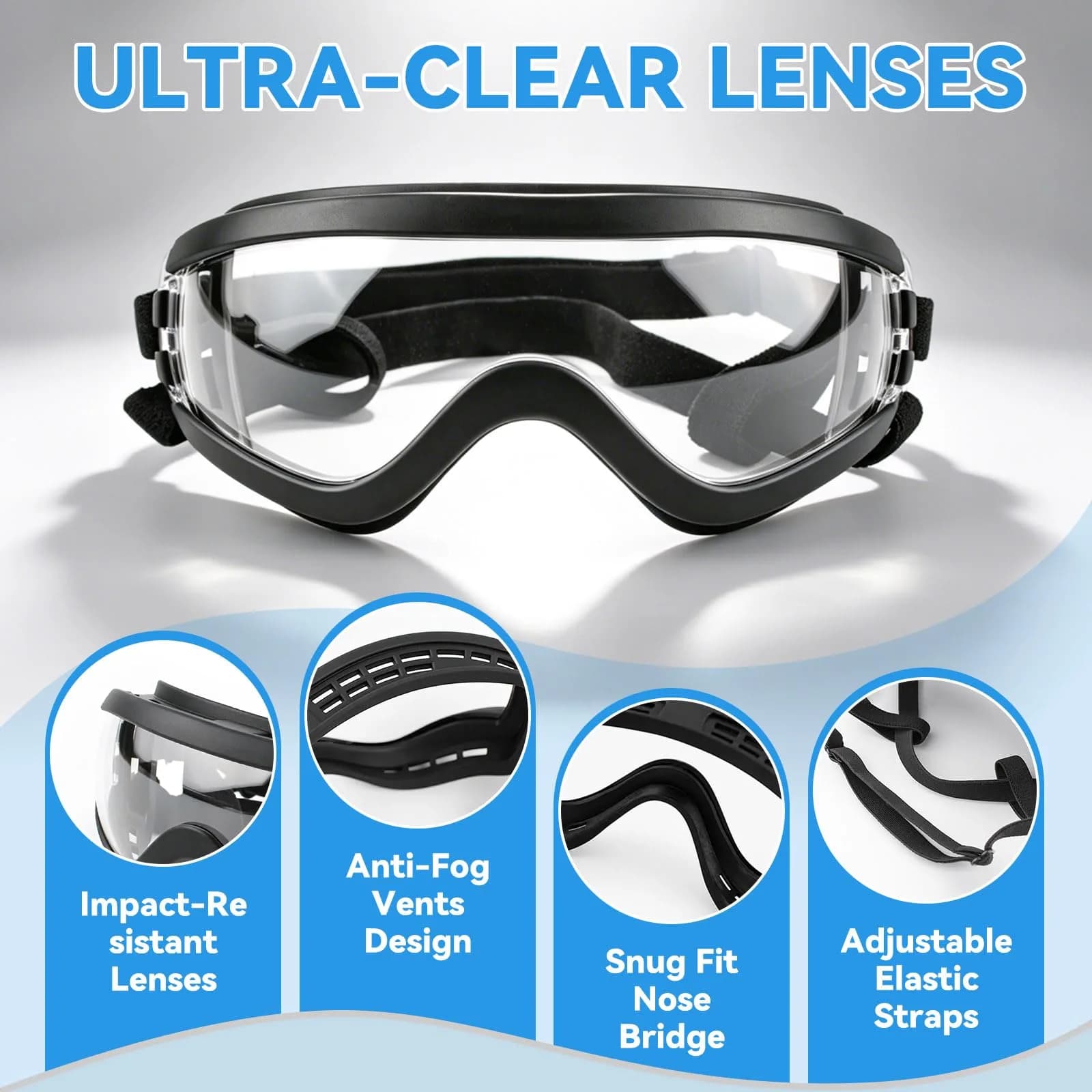Enjoying Gloss Clear Dog Goggles for Medium Breeds with UV Protection - view 4