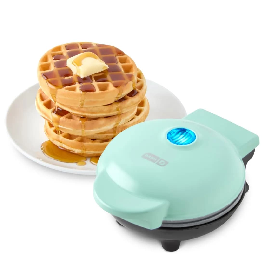 DASH Mini Waffle Maker, 4-Inch Ceramic Nonstick Cooking Surface, Aqua | Single Serve Waffles in Minutes - main product image