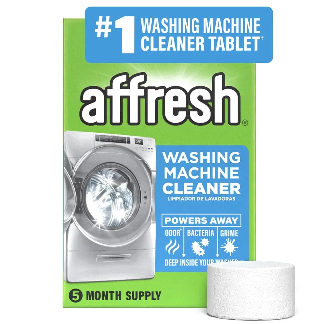 Affresh Washing Machine Cleaner for Odor Causing Bacteria & Grime, 3 Tablets - main product image
