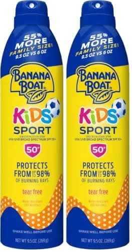 Banana Boat Kids Sport Sunscreen Spray SPF 50+ 2x280.7ml (9.5 Fl Oz) | Tear-Free, Water-Resistant thumbnail 1