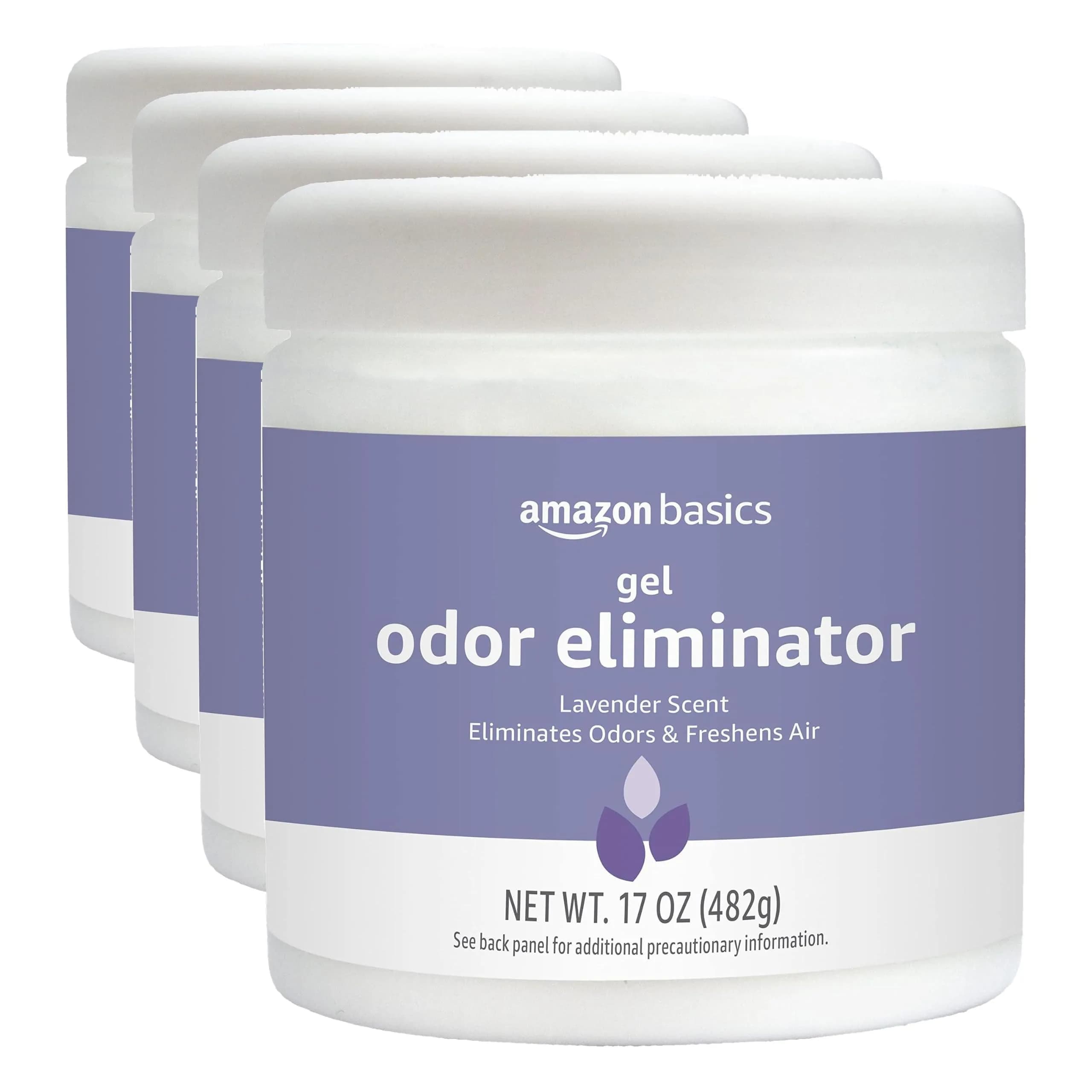 Amazon Basics Gel Odor Eliminator Lavender Scent 68 oz (17 oz x 4) | Eliminates Odors & Freshens Air - main product image