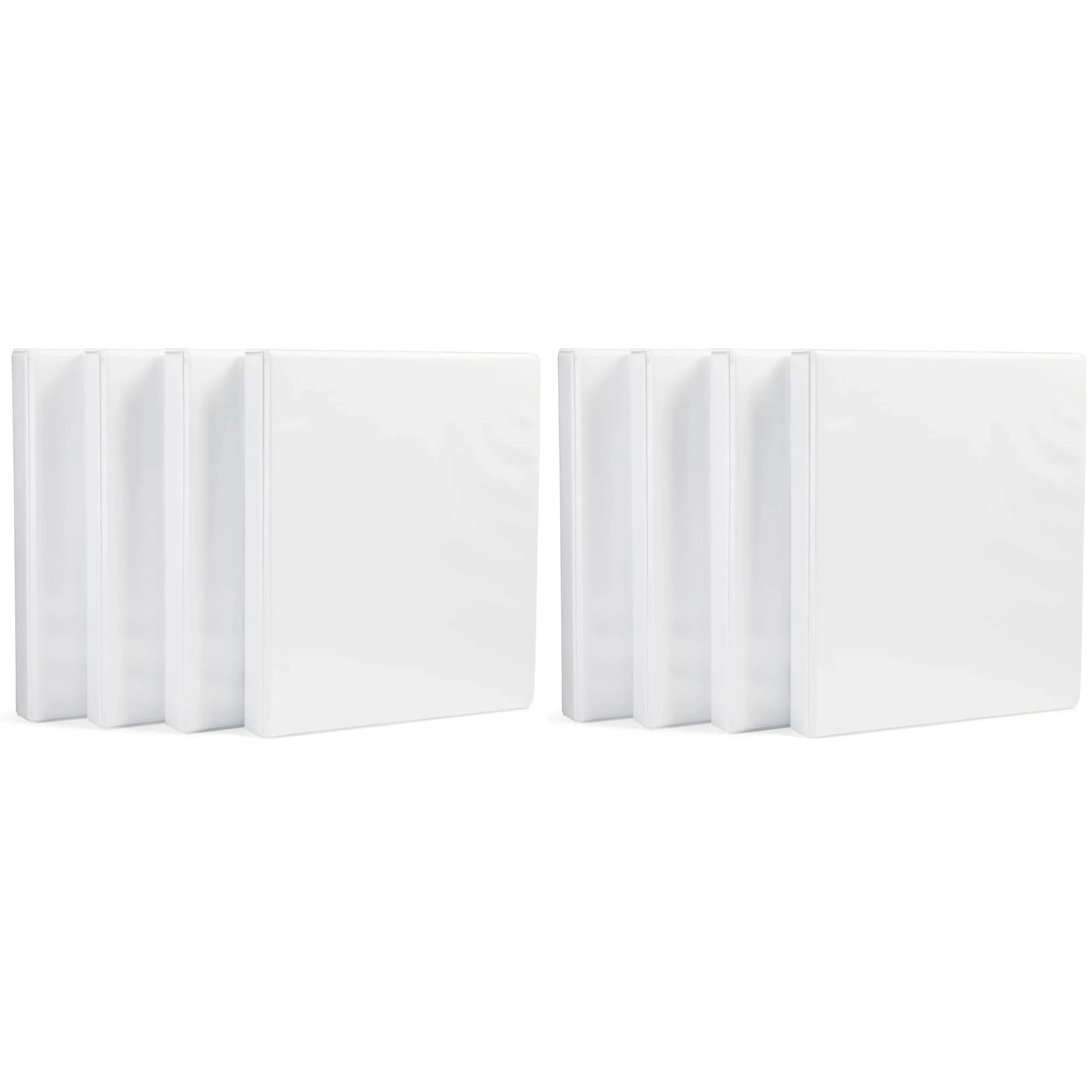 Amazon Basics 3-Ring Binder with Round Rings and Interior Pockets, 1-Inch, White, 8-Pack | Organizes 175 Sheets